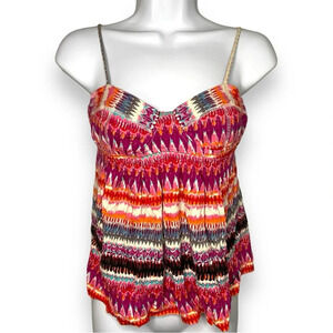 Billabong Women’s Small Ikat Print Spaghetti Strap Boho Top in Multicolor
